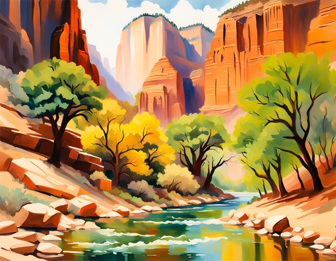 Rivers of Babylon: Gouache Impressionist Masterpiece