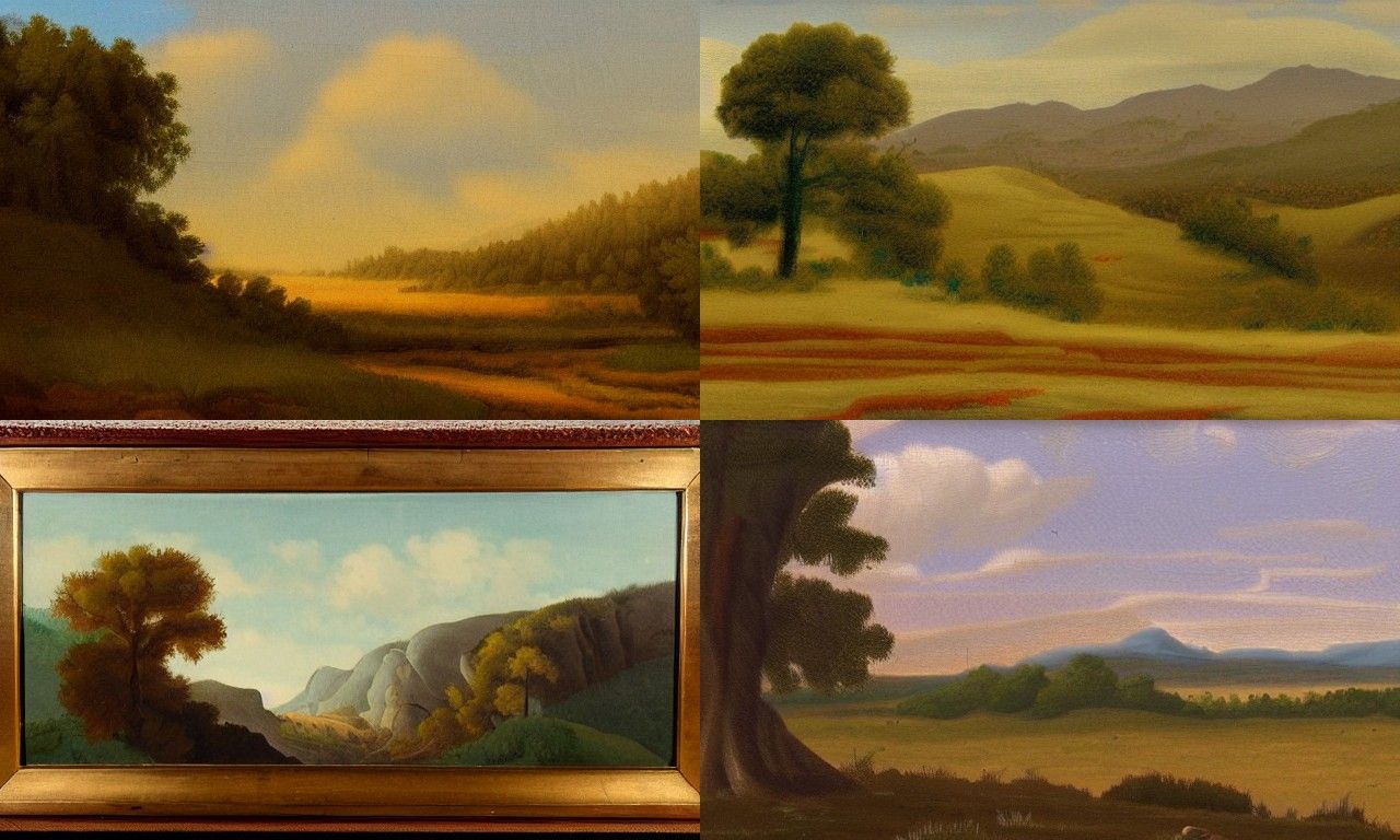 American Scene Style Rural Landscape Painting