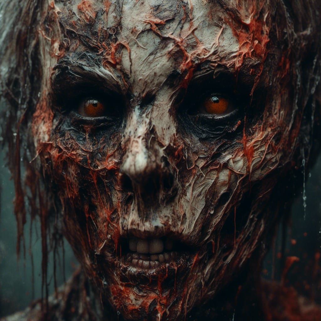 Macabre Halloween Scene in Hyperrealistic Splash Art