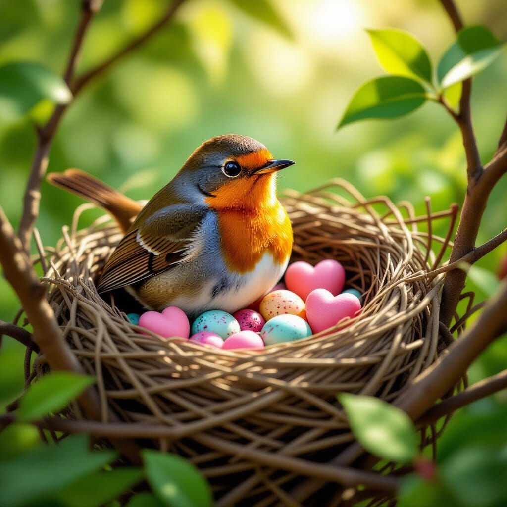 Robin in a nest