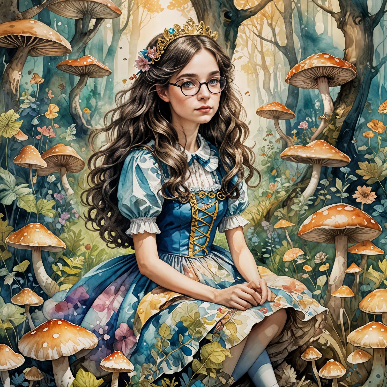 Alice in Wonderland Brunette with Wavy Hair