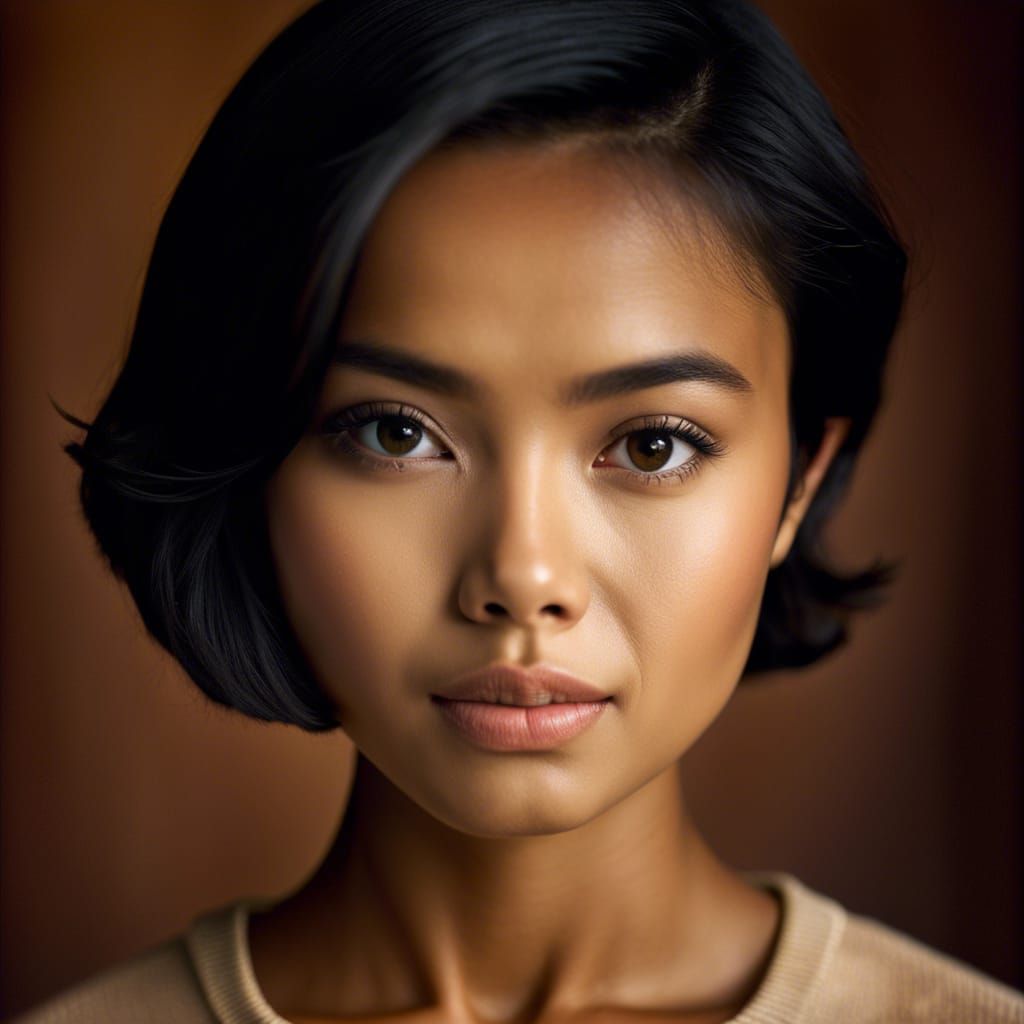 Portrait of a Young Indonesian Woman with Studio Lighting
