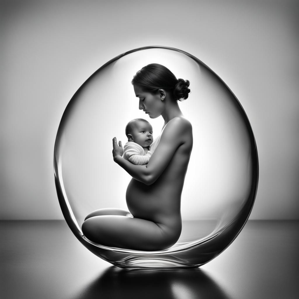 Ethereal Woman with Visible Baby