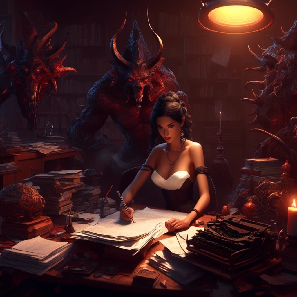 Secretary Girl in Hell: Dark Fantasy Concept Art