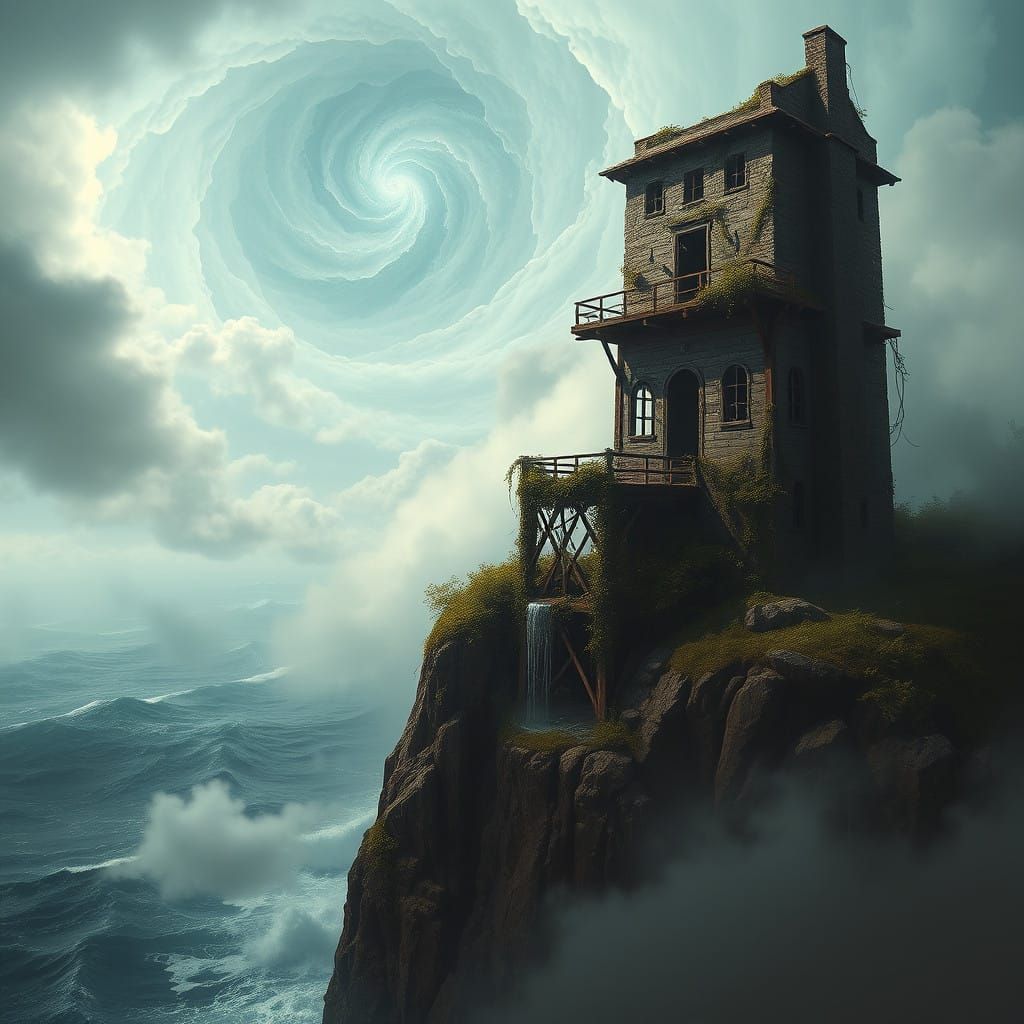 Ethereal Cliffside Watchtower in Deep Fantasy Style