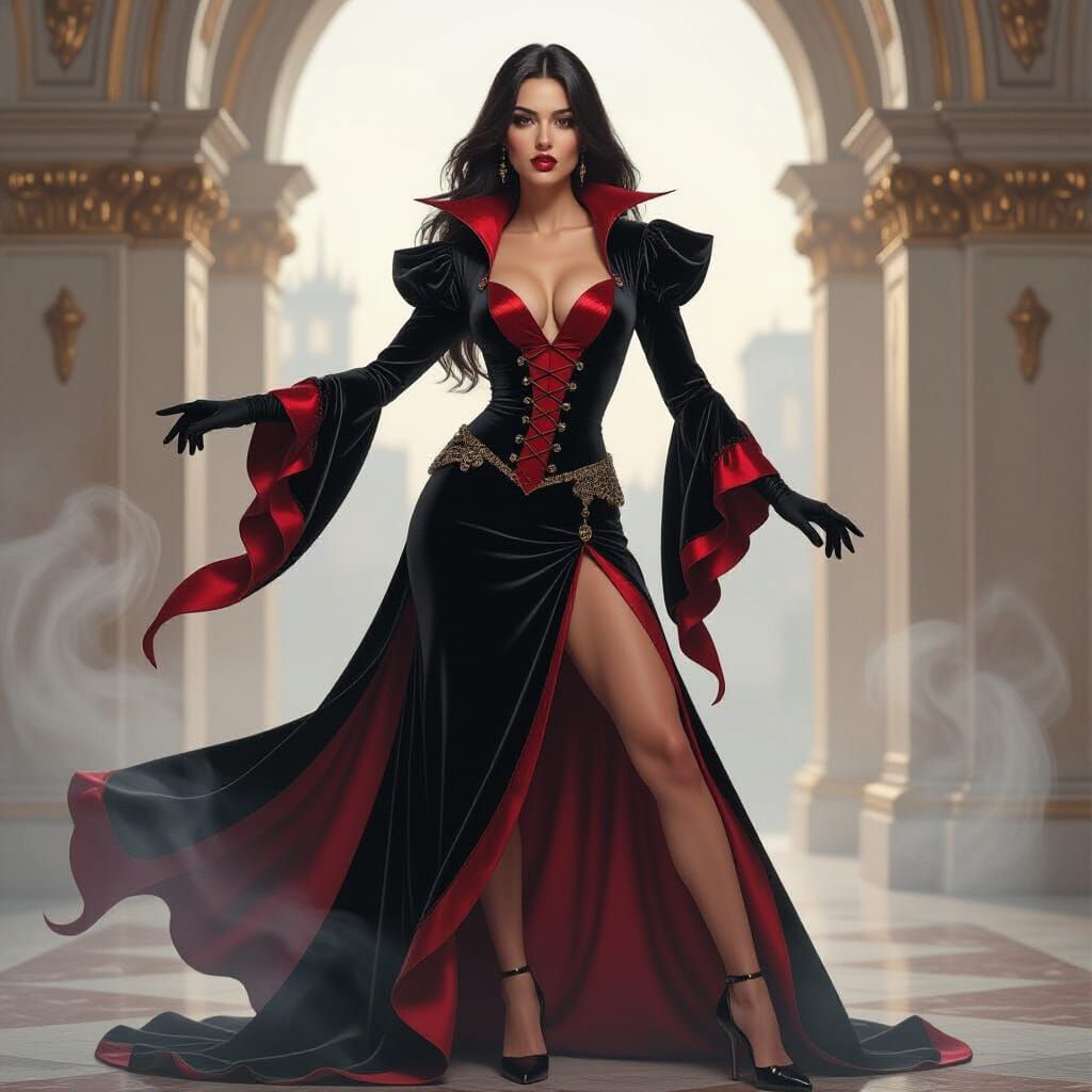 Renaissance Vampire Woman in Dramatic Chiaroscuro