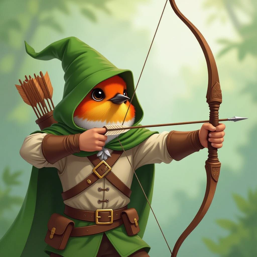 Robin Hood Robin in Medieval Drawing Style