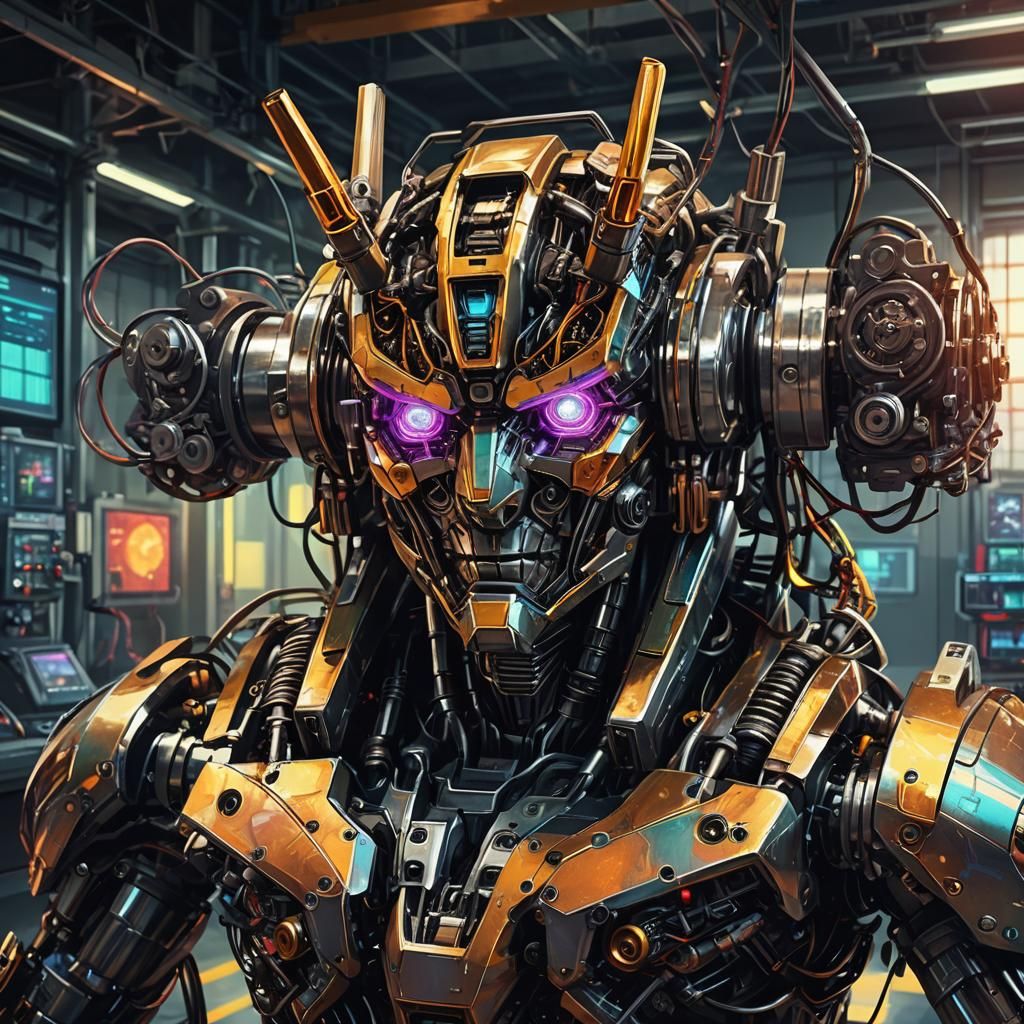 Transformer Portrait in High-Tech Laboratory Concept Art