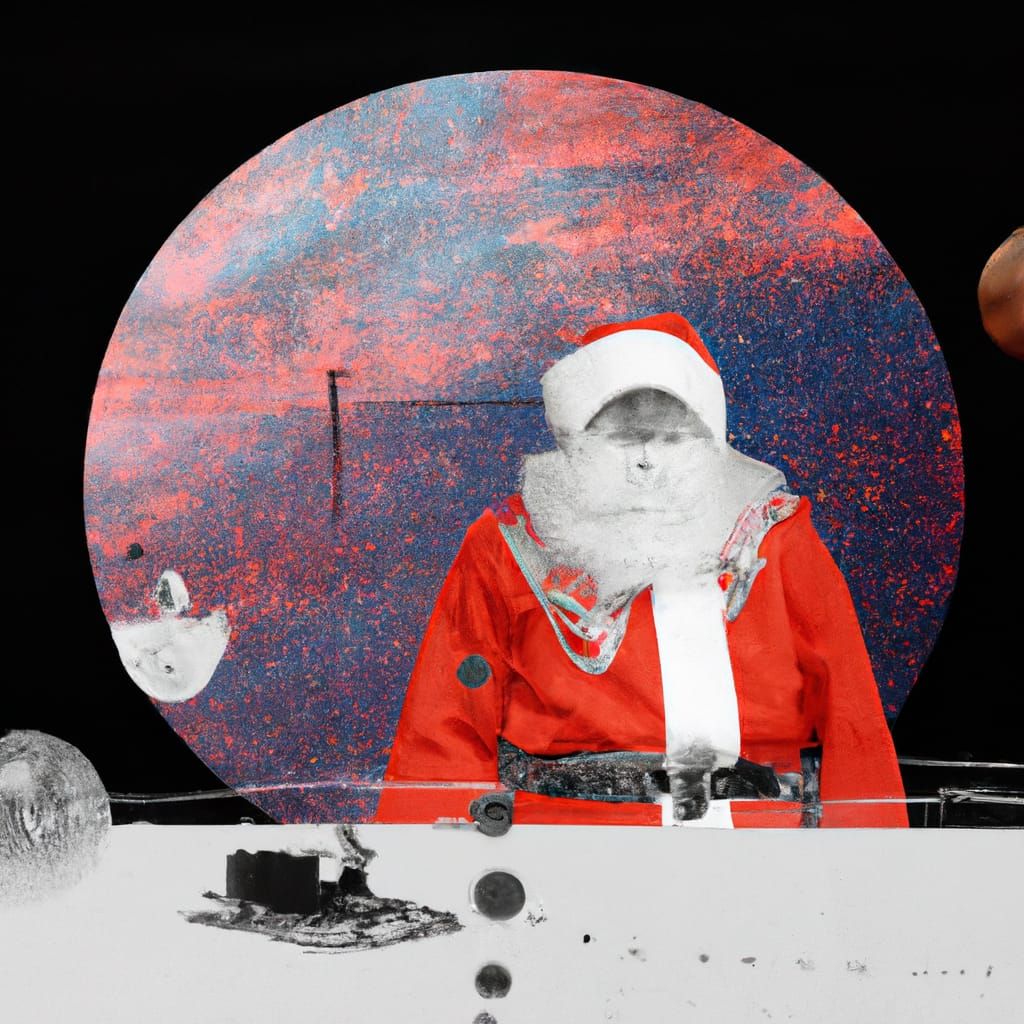 Dystopian Santa Claus on Moonscape in Digital Collage