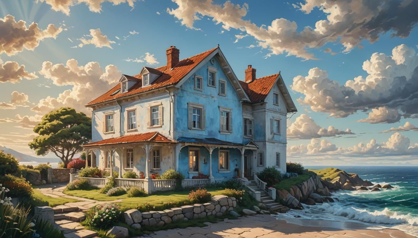 Idyllic Sea View in Hyperrealistic Digital Art