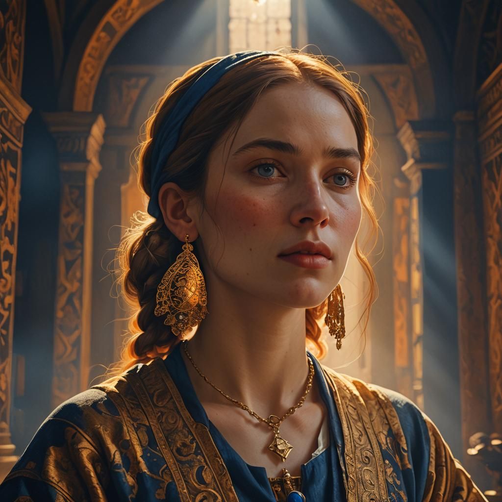 Girl with an Earring: Vermeer-Inspired Digital Art