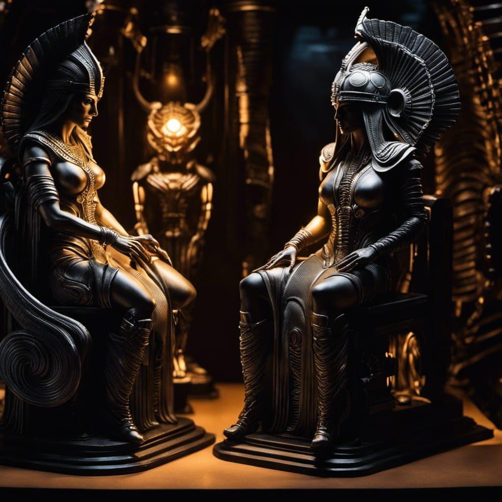 Greek Mythology Figurines in Giger Style