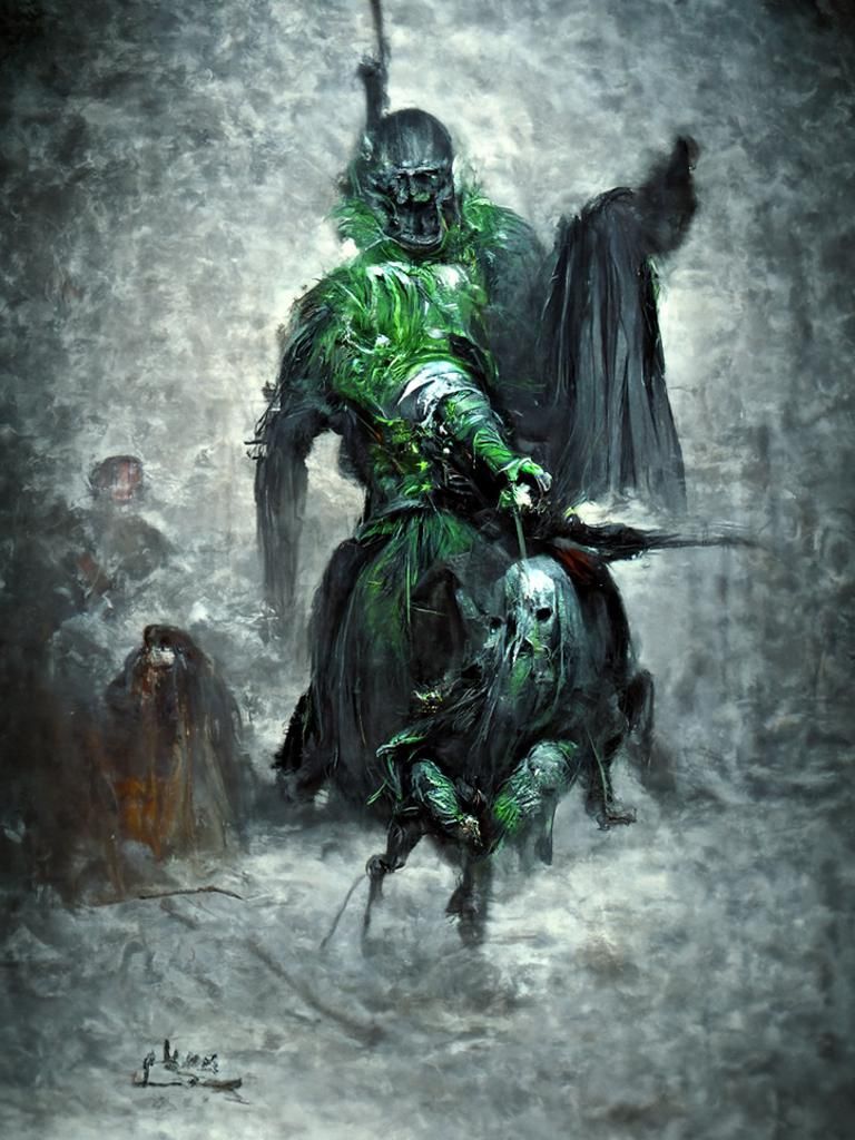 Sinister Green Knight in Gothic Horror Style