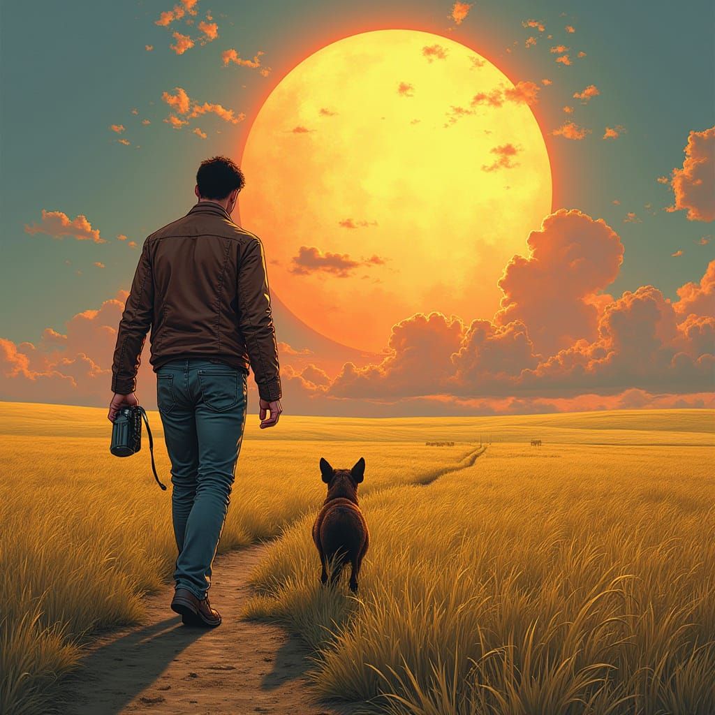 Cyclops Wanders Through a Comic Book Style Field