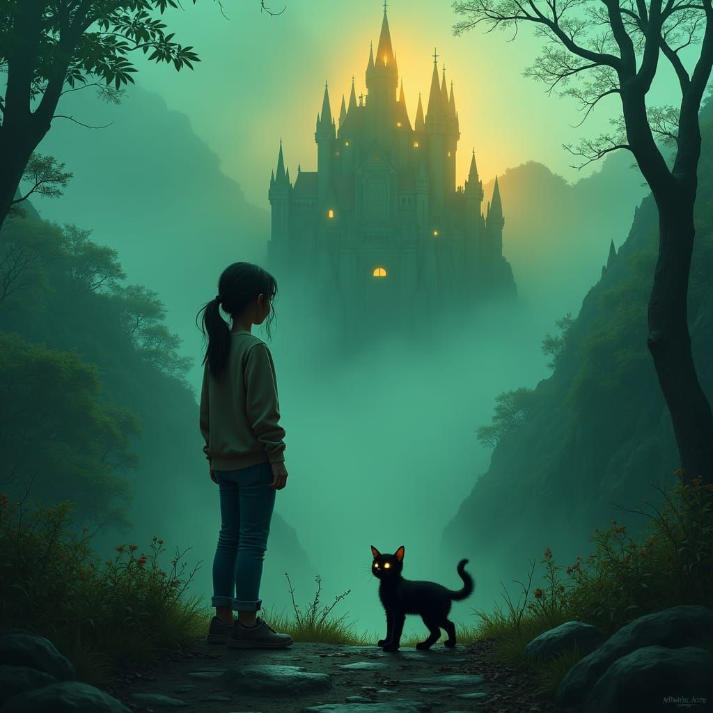 Gothic Castle in Emerald Jungle, Matte Painting