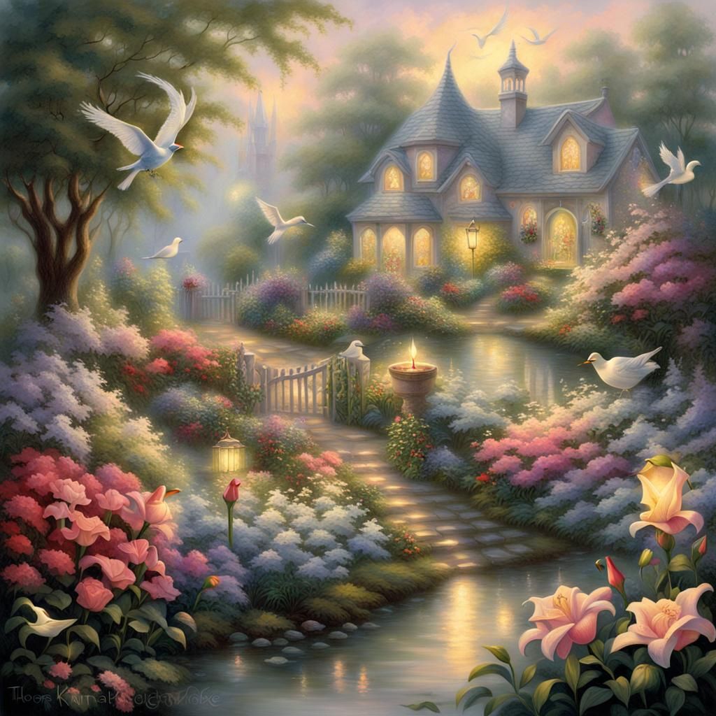 Enchanted Rose and Lily Garden in Ethereal Style