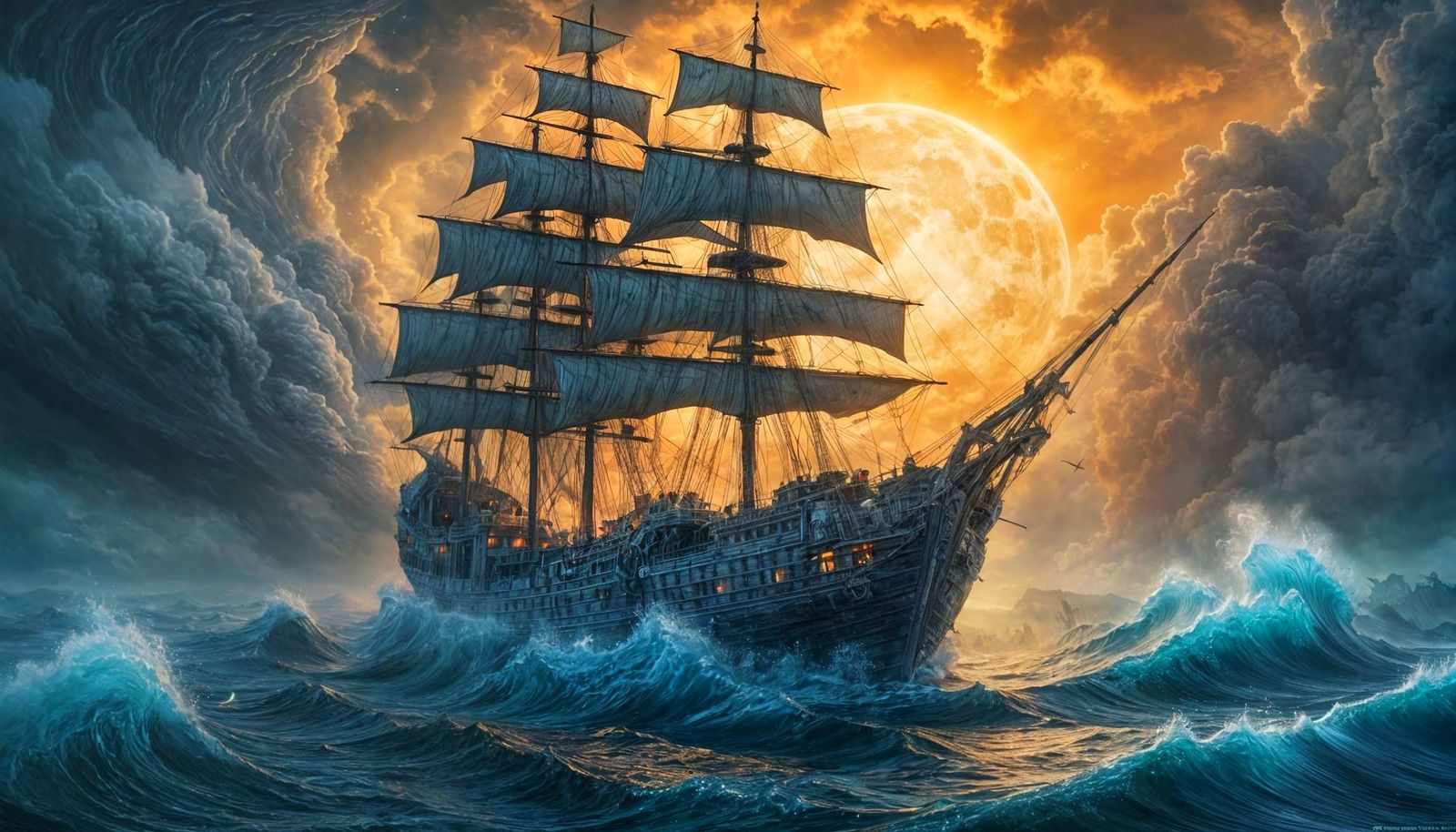 Surreal Ghostly Weathered Ghost Sailing Ship