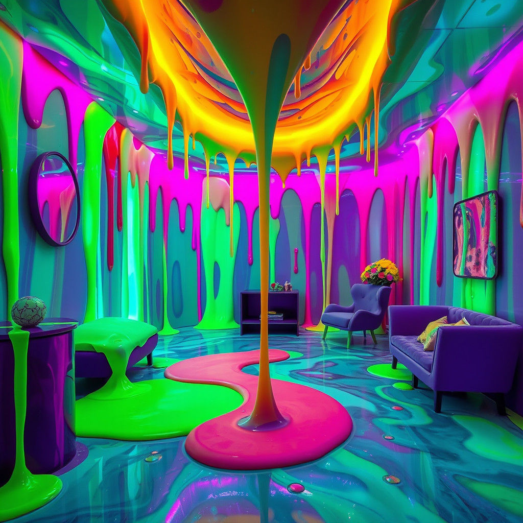 Slime Hotel Room: A Dripping Translucent Dream