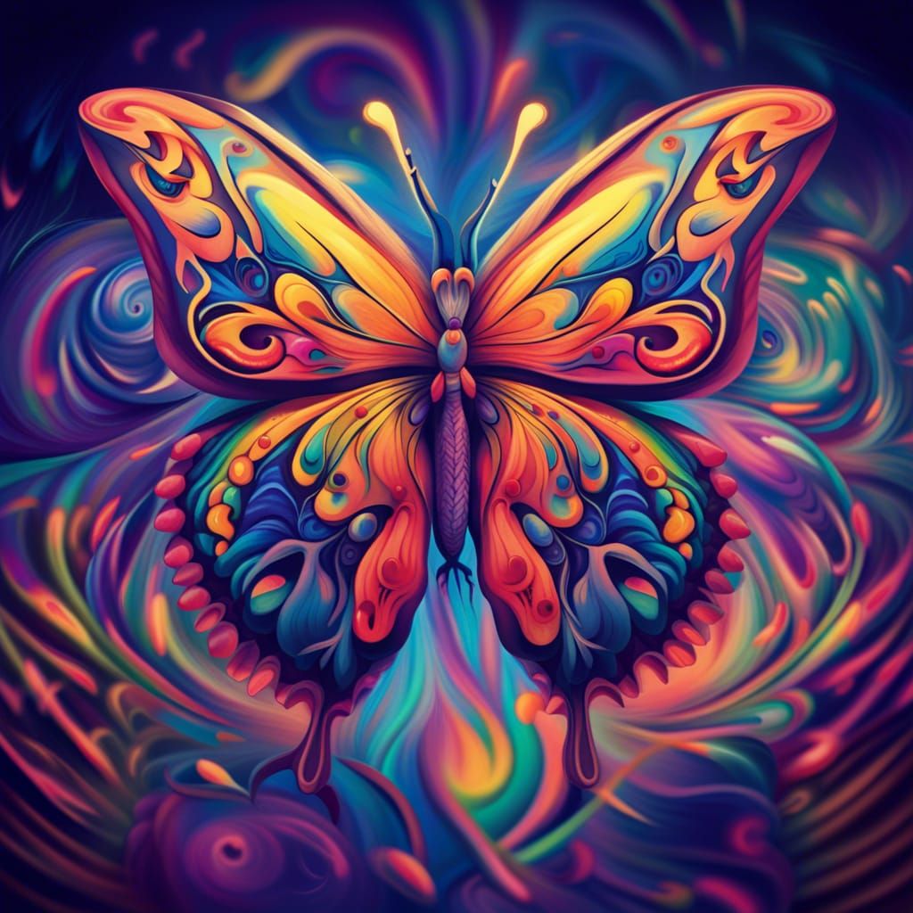 Psychedelic Butterfly with Intricate Patterns