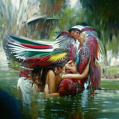 Xochiquetzal Feeling Love: Oil Painting
