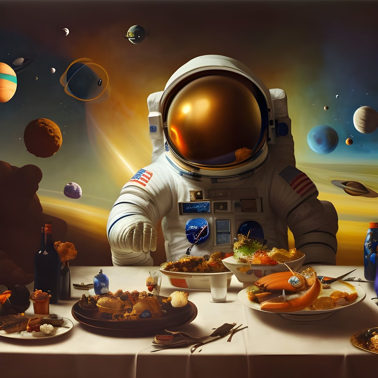 Astronaut's Feast in Space: A Renaissance Style