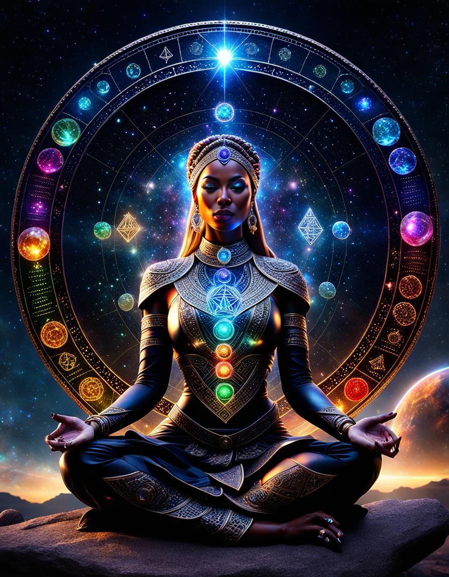 Mysterious Woman Under Starfield Sky in Luminism