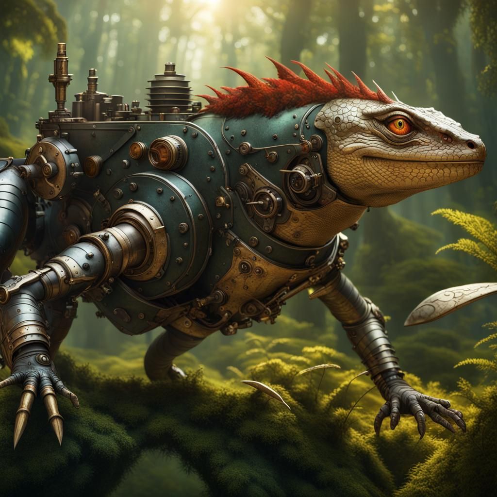 Armored steampunk lizard