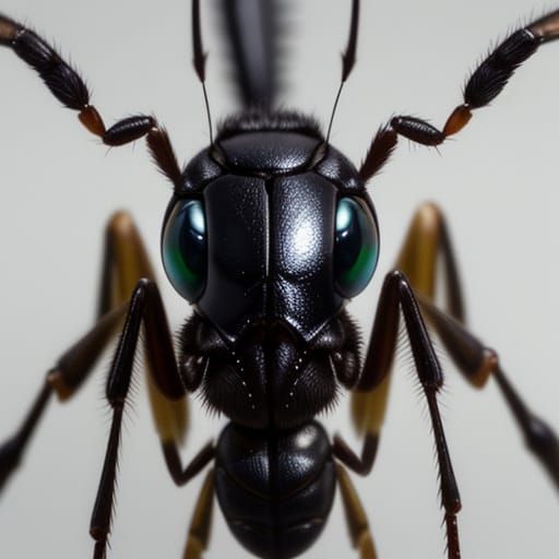 Hyper-Realistic Ant Portrait in Vibrant Iridescent Colors