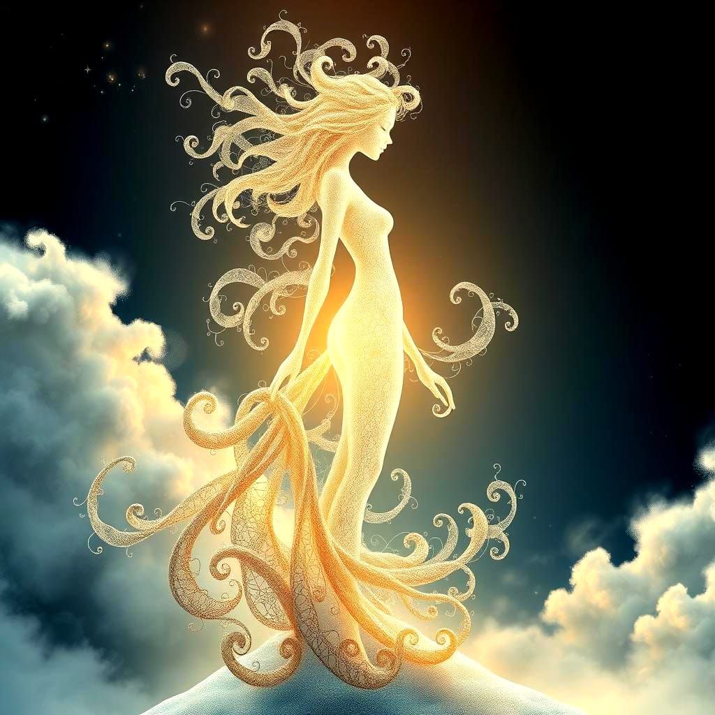 Abstract Fractal Wave Function in Zentangle Style