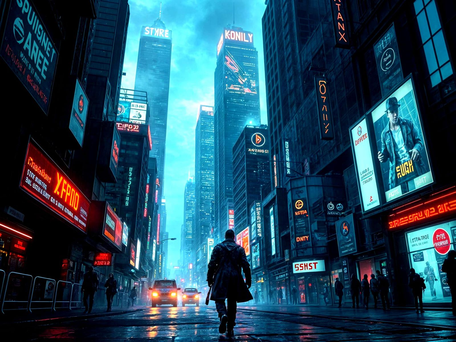 Cyberpunk Metropolis at Dusk