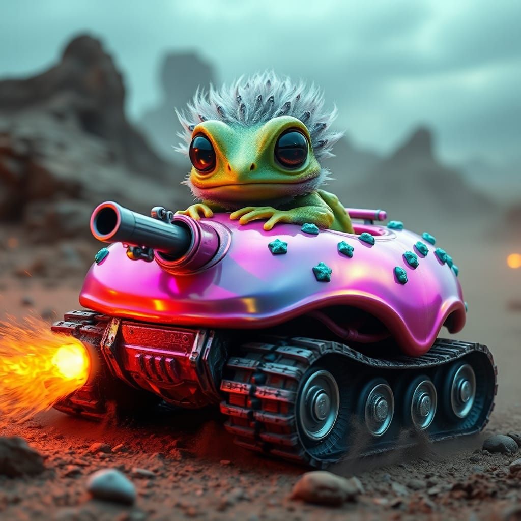 Chibi Frog Races Donut Tank in Mad Max Wasteland