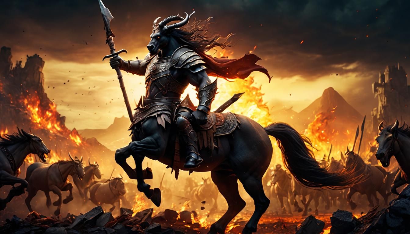 Centaur Warrior in Epic Battle, 3D Animation