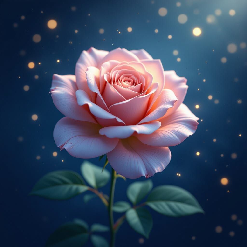 Weightless Rose in Starfield: Digital Art
