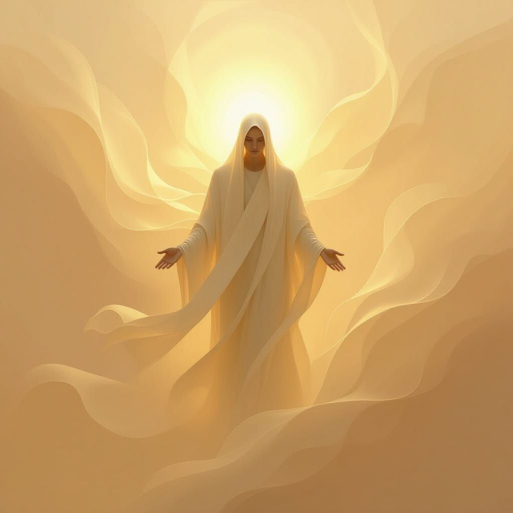 Ethereal Figure Radiates Inner Light in Abstract Painterly S...