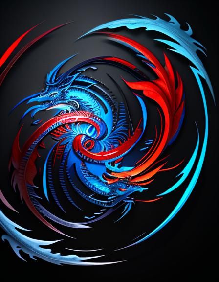 Yin and Yang: Dragon and Phoenix Fantasy Art