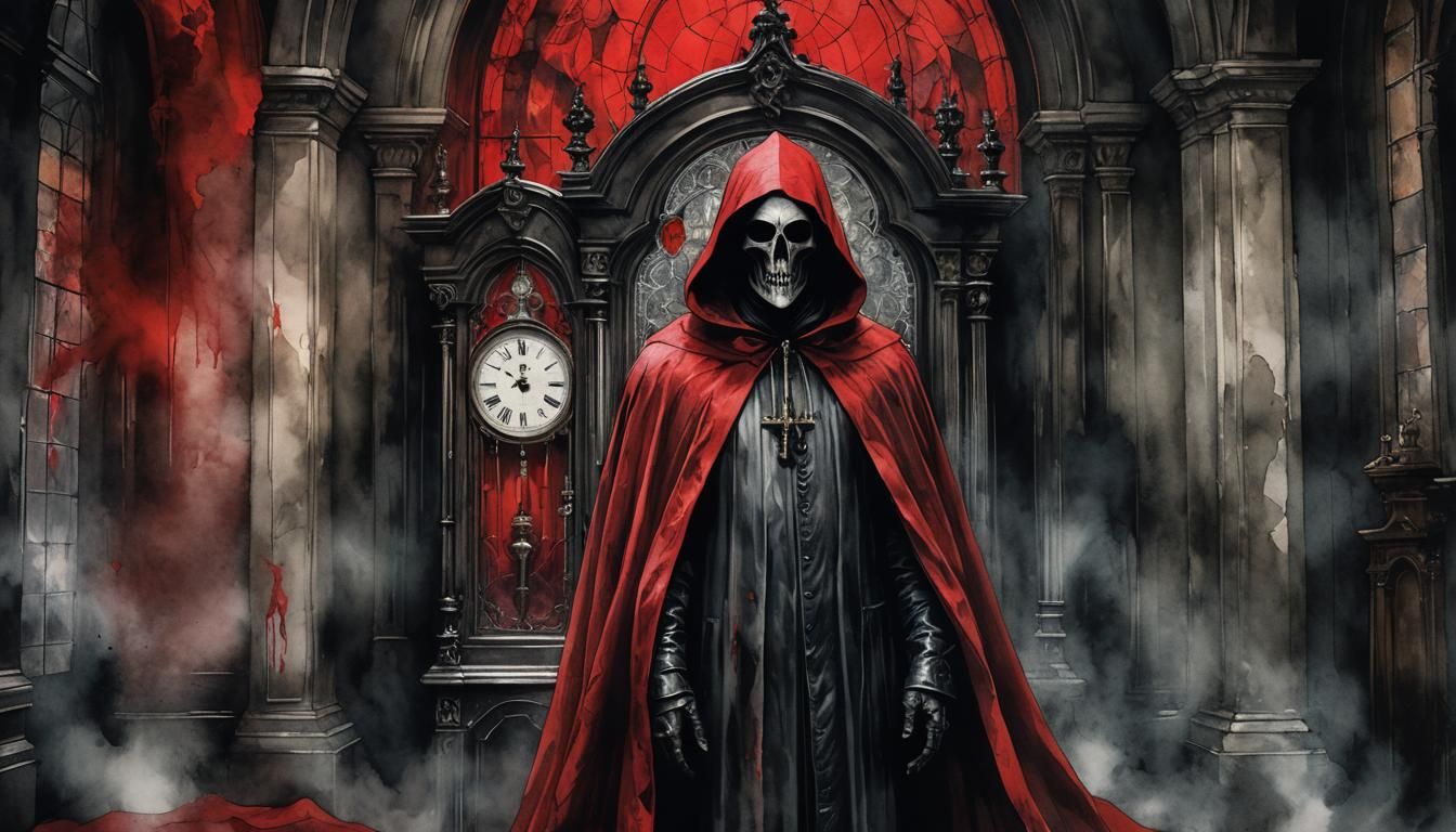 Ominous Crimson Specter in Medieval Setting
