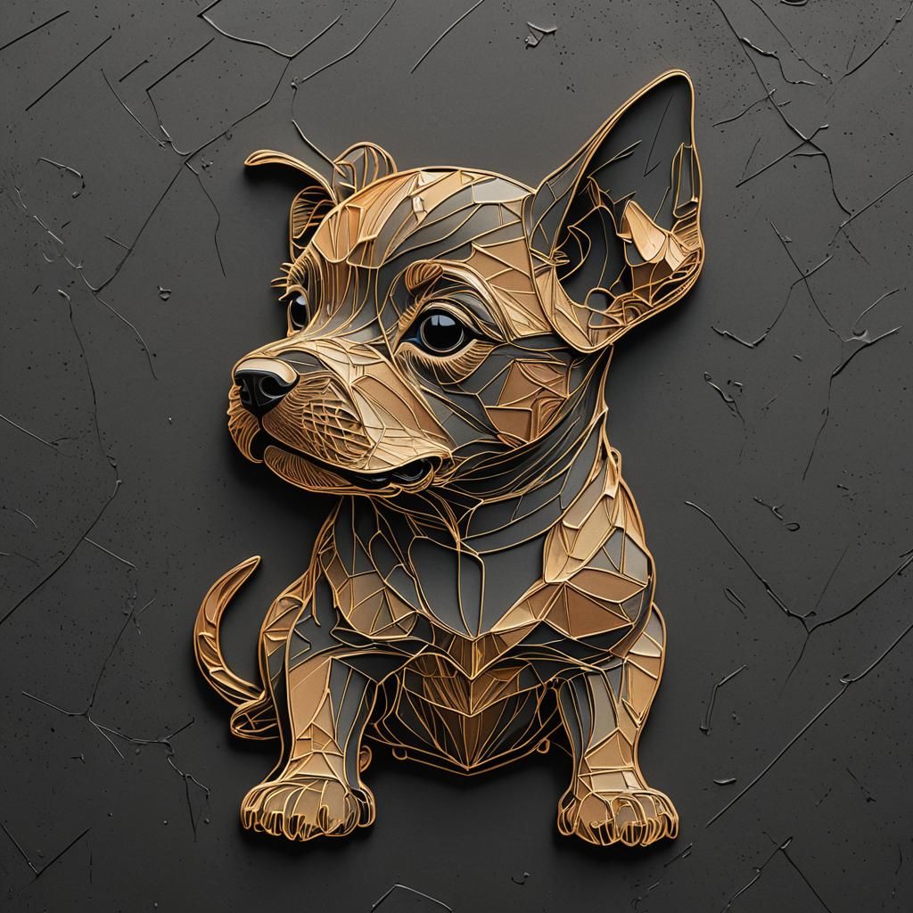 Humorous Puppy Profile in Copper, Pop Art Style