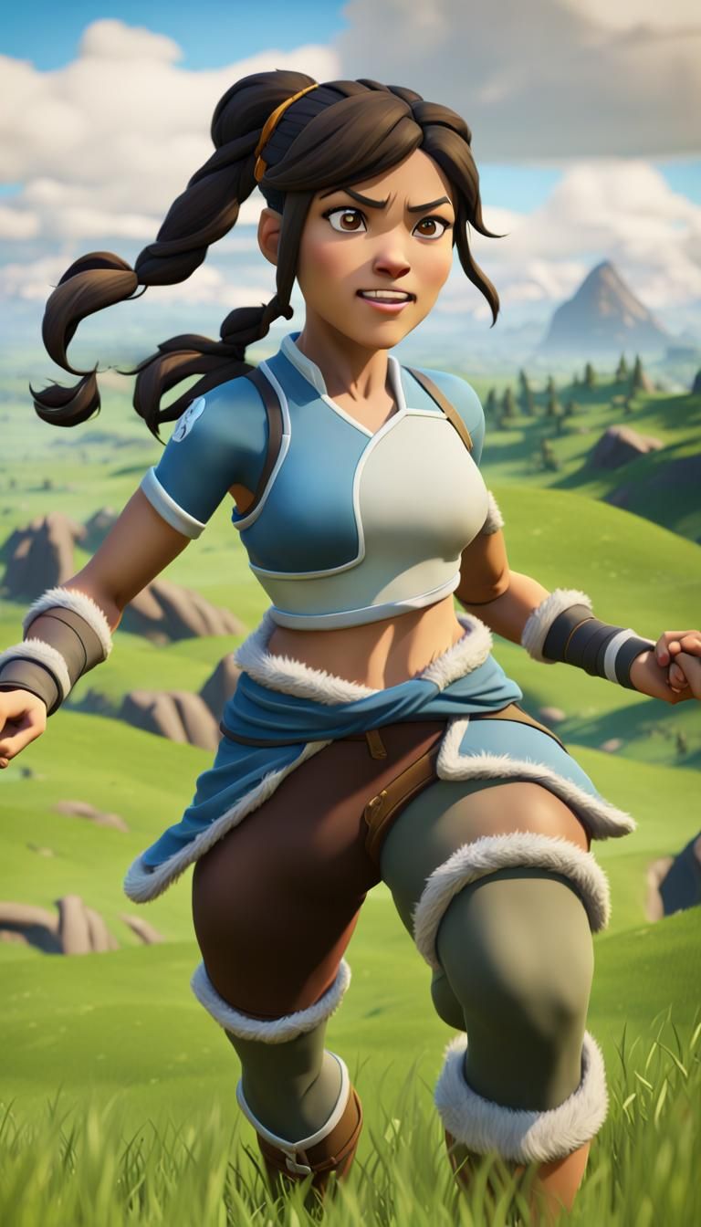 Korra from Legend of Korra in 3D Game Style