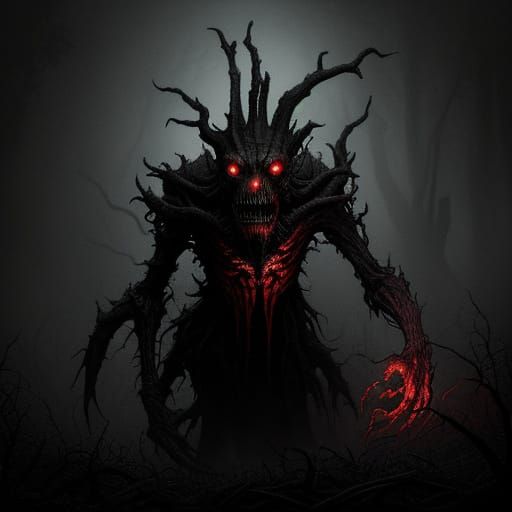 Grotesque Horror Creature Emerges from Dark, Ominous Mist