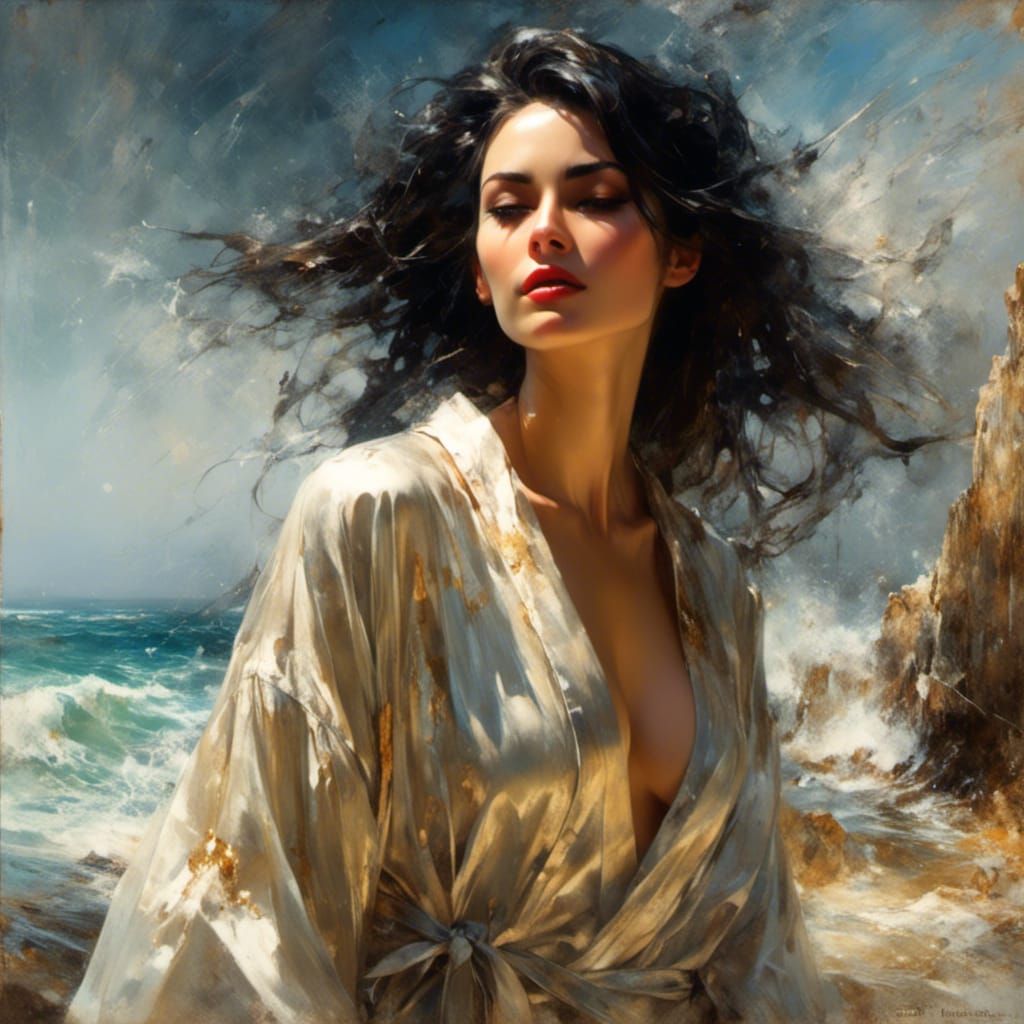 Hyperreal Spanish Beauty in Golden Hour Scene