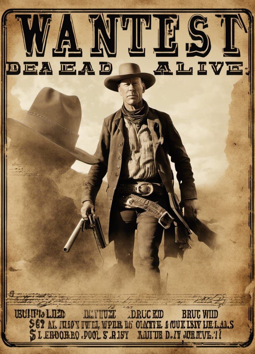 Bruce Willis as Cowboy on Wanted Poster