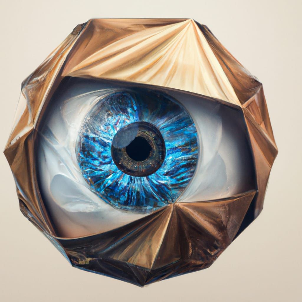 Photorealistic Origami Eyeball in Arcane Style