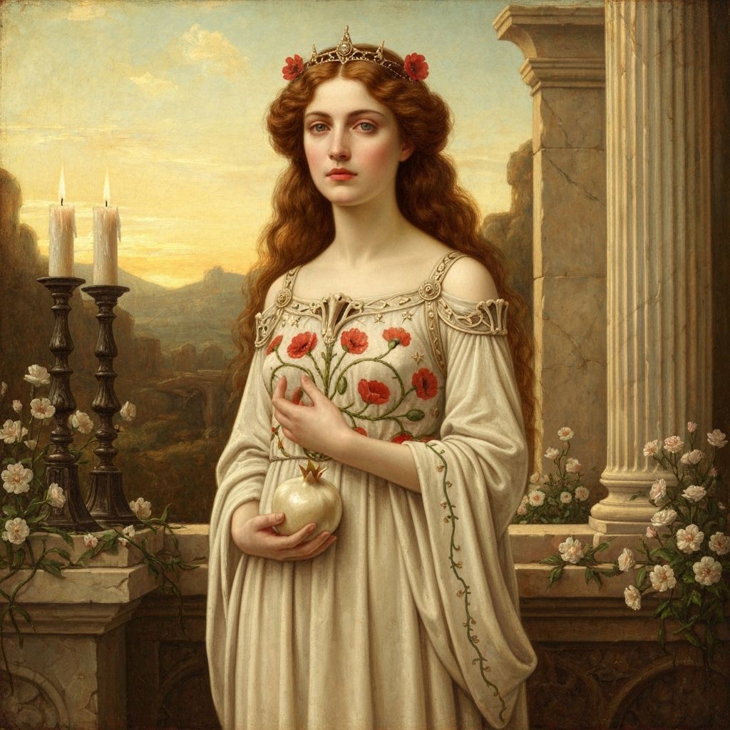 Persephone's Rebirth in Pre-Raphaelite Style