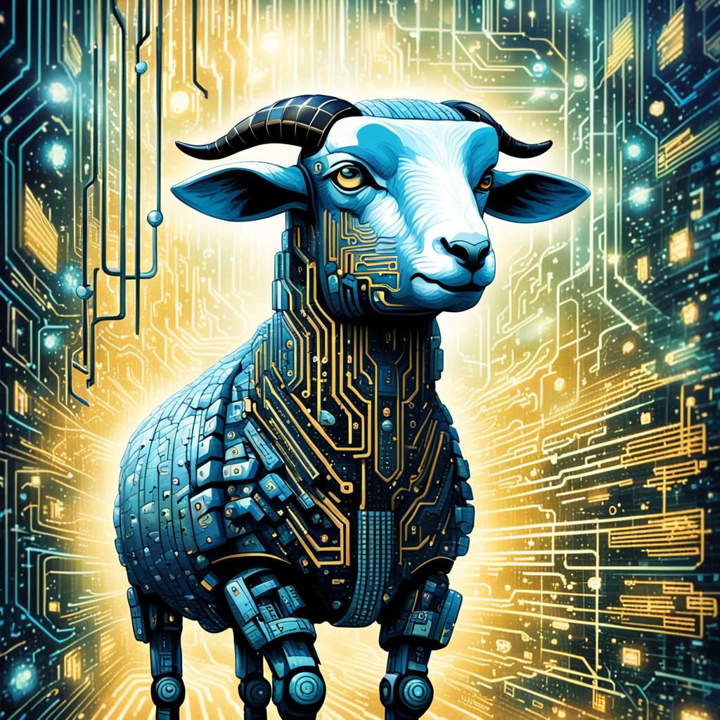 Futuristic Binary Code Dream of Androids