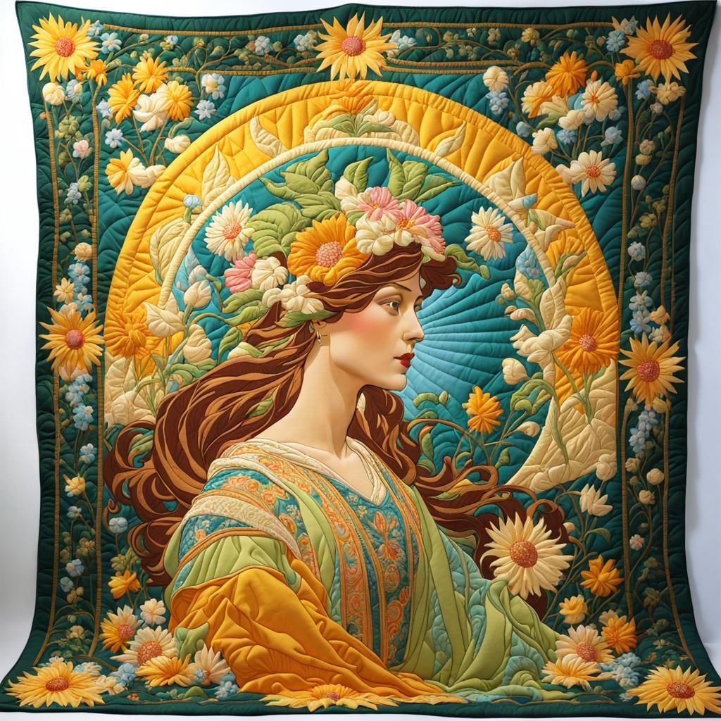 Art Nouveau Quilted Spring Queen Portrait
