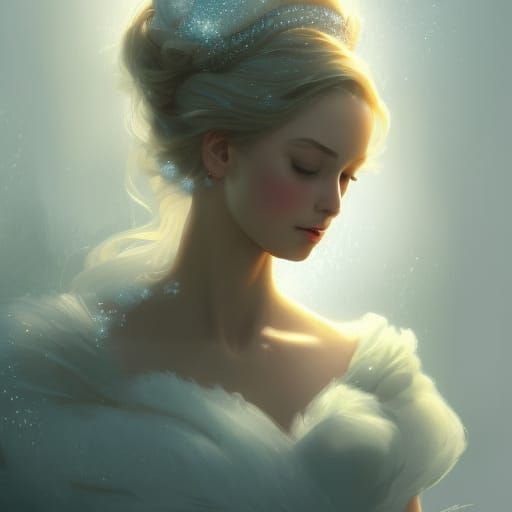 Cinderella Winter Portrait in Art Nouveau Style