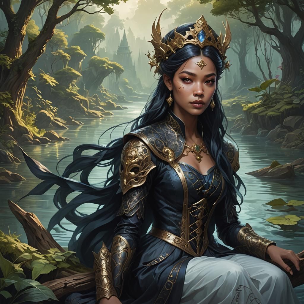 Fairyland Ferrywoman on the River Styx: Digital Art