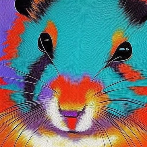 Abstract Hamster Portrait in Complementary Colors
