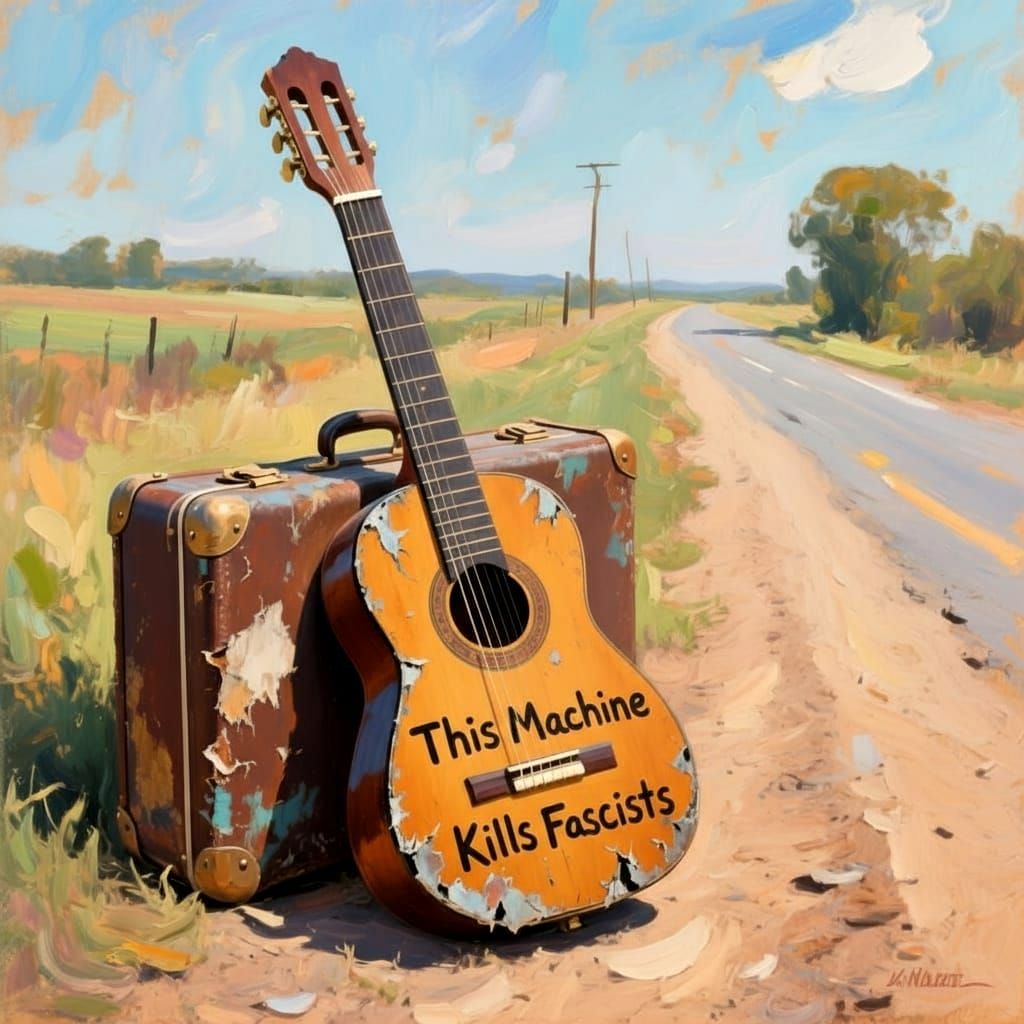 Impressionistic Guitar with Message on Dirt Road