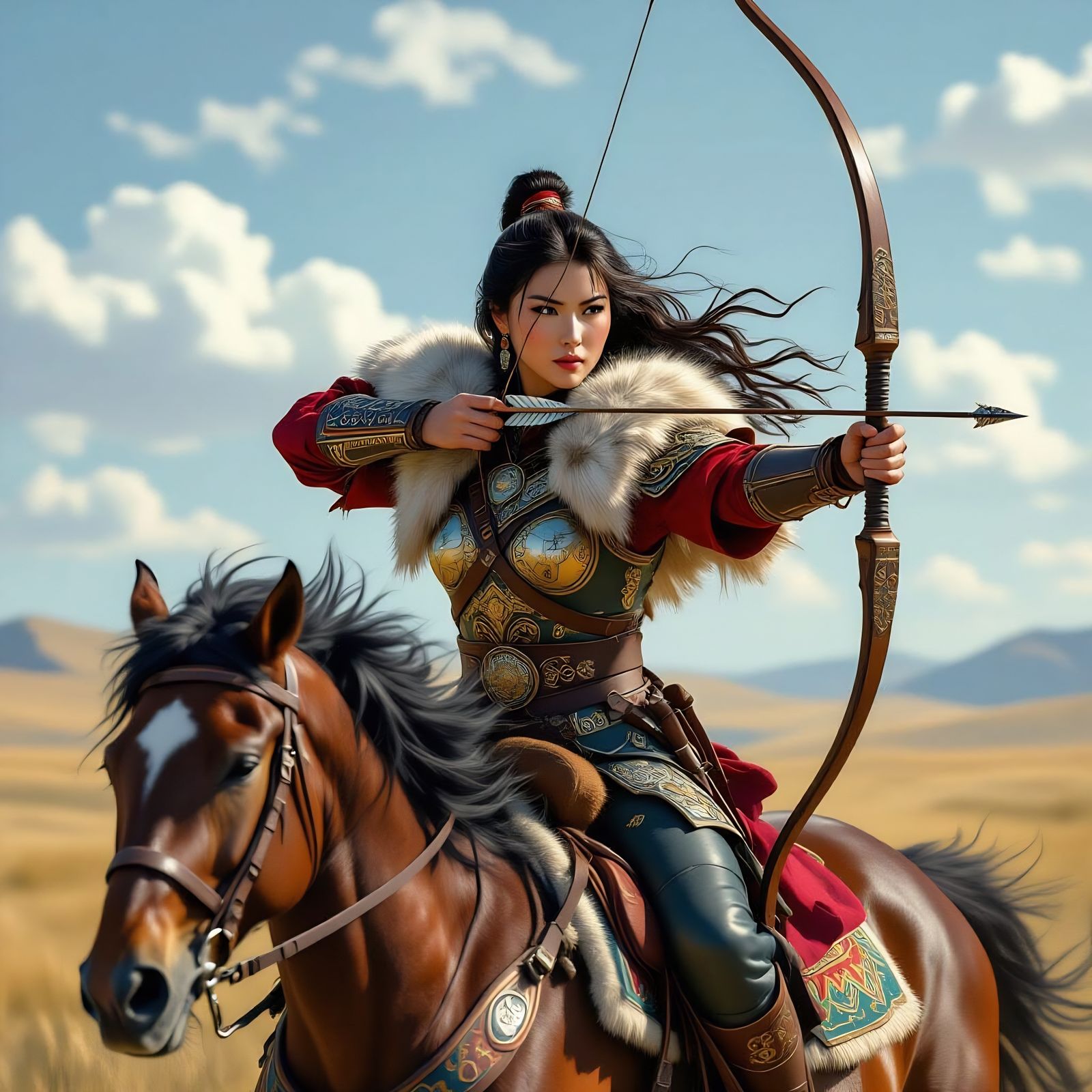 Mongol Warrior Archer on Horseback in Dynamic Style